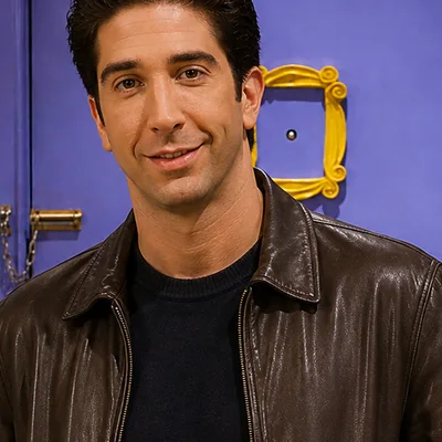 Ross Geller — AI-generated illustration of the character — not a photo of David Schwimmer